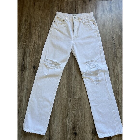 Citizens of Humanity Woman's White Eva Ripped Baggy Jeans Pants Size 26 - Picture 3 of 10